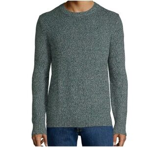 St John’s Bay Men’s Sweater Green Marled Crewneck Pullover size large